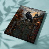Afgewerkt canvas De kraai op de oude poort op stof