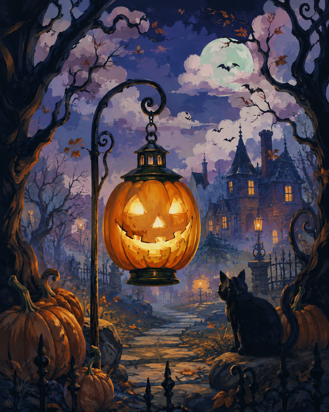 Schilderen op nummer De lantaarn met de scheve glimlach – Halloween