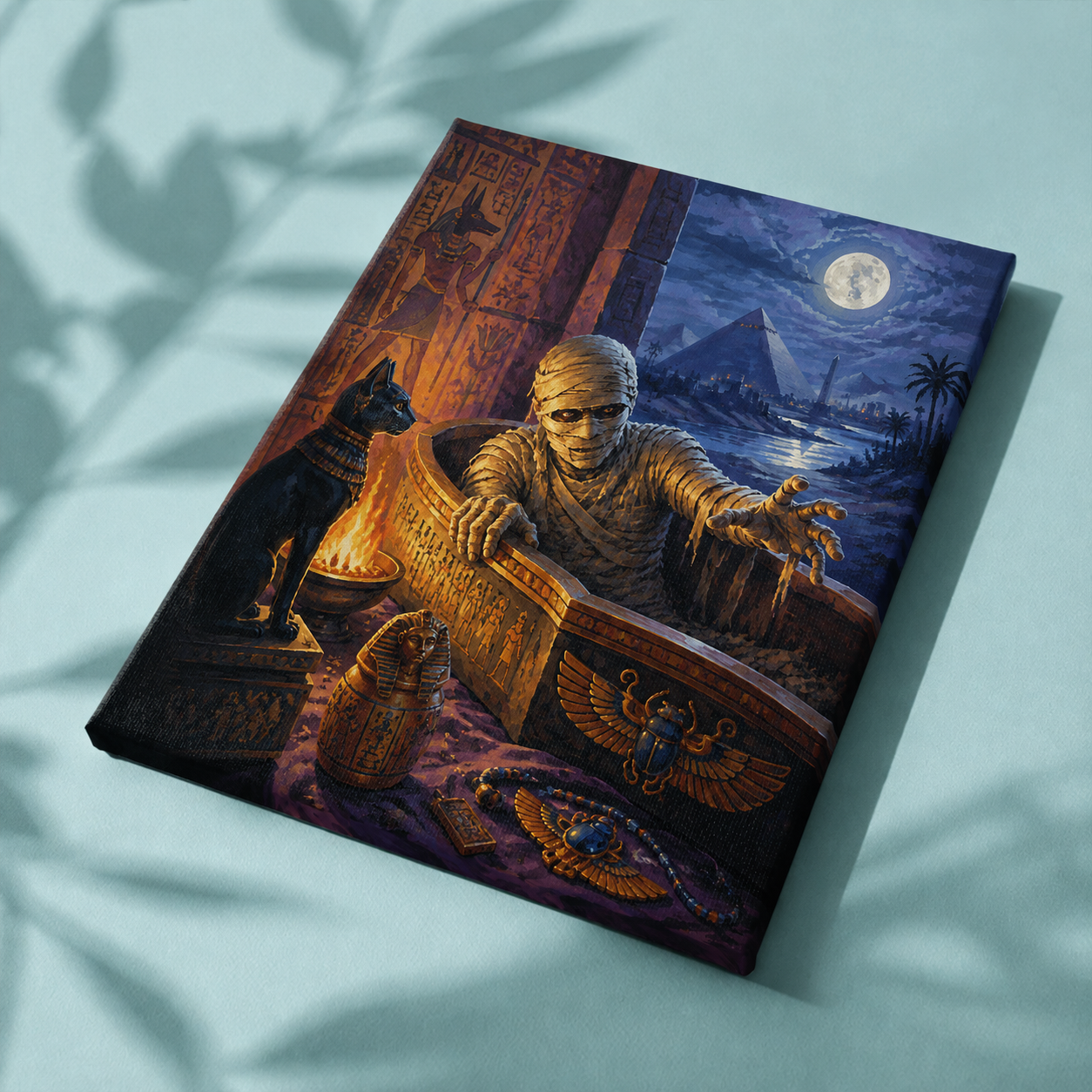 Afgewerkt canvas De mummie ontwaakt op stof