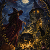 Schilderen op nummer De vuurplaats van de bosheks – Halloween