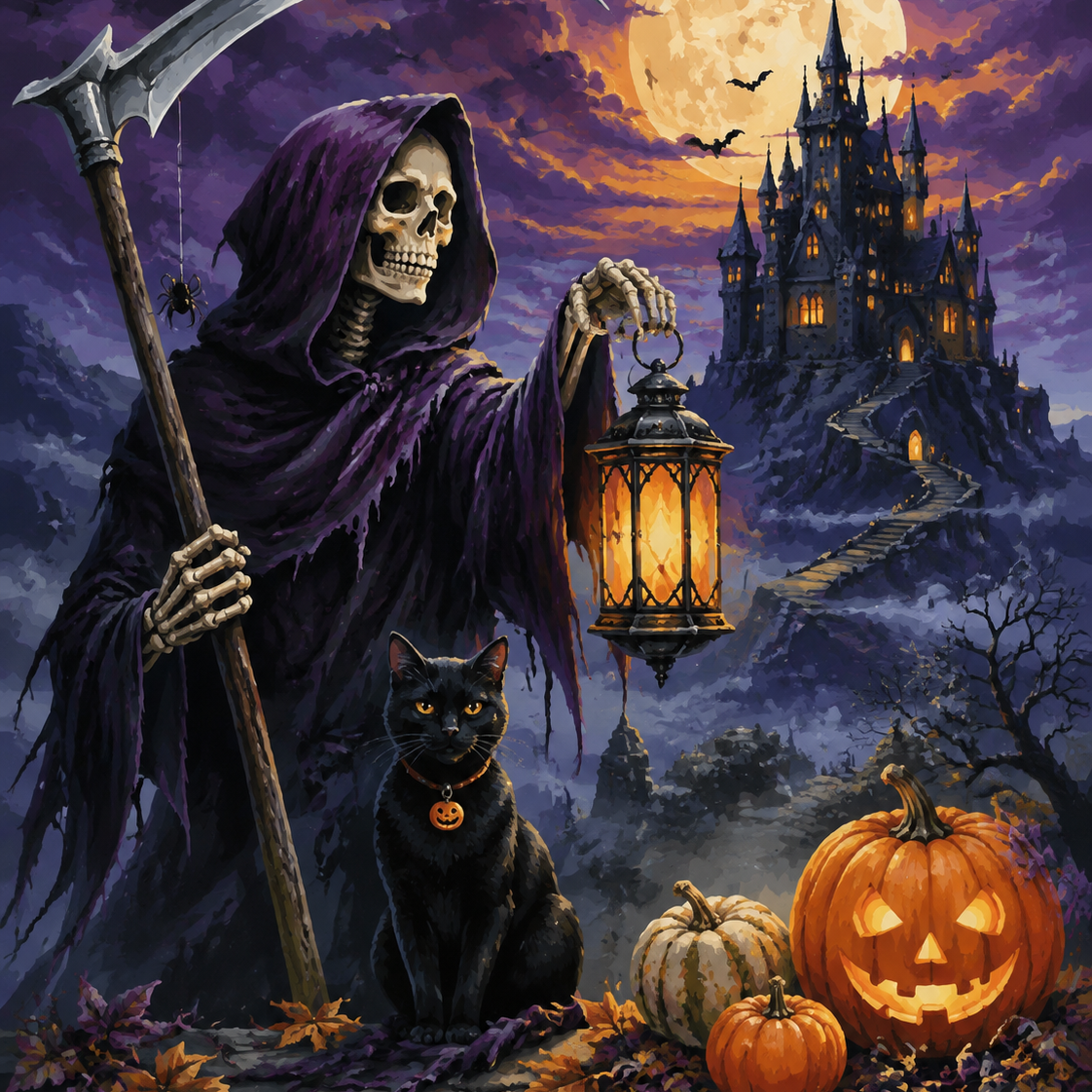 Schilderen op nummer De wachter met de zeis – Halloween