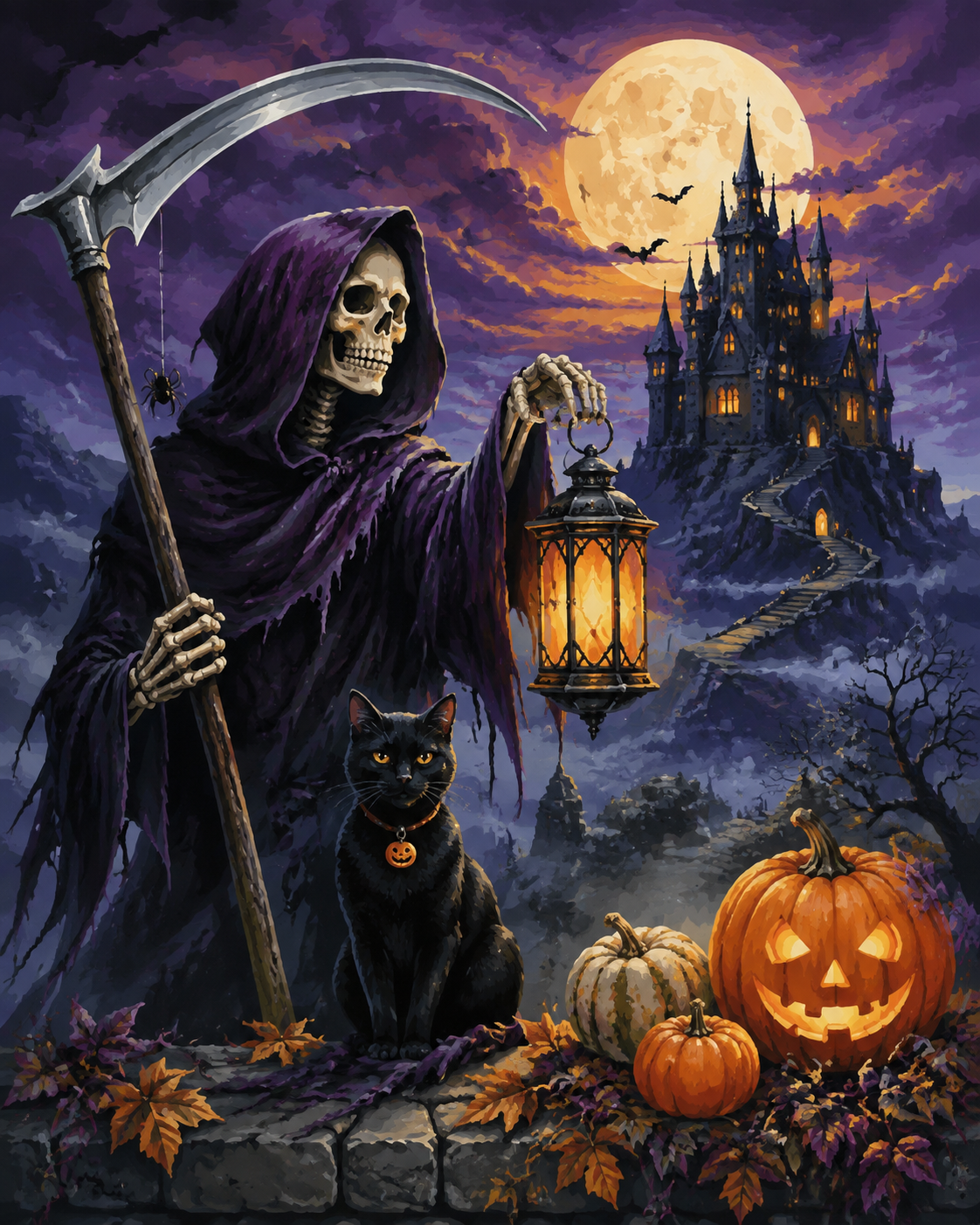Schilderen op nummer De wachter met de zeis – Halloween