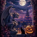 Schilderen op nummer De waterspuwer boven de stad – Halloween