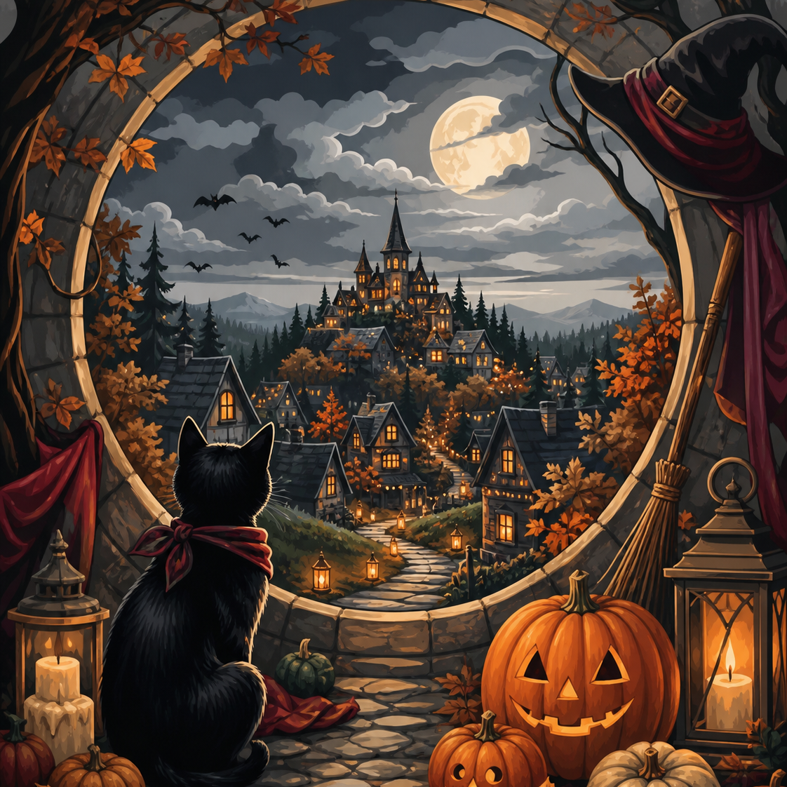Schilderen op nummer De weg naar het lichtjesdorp – Halloween