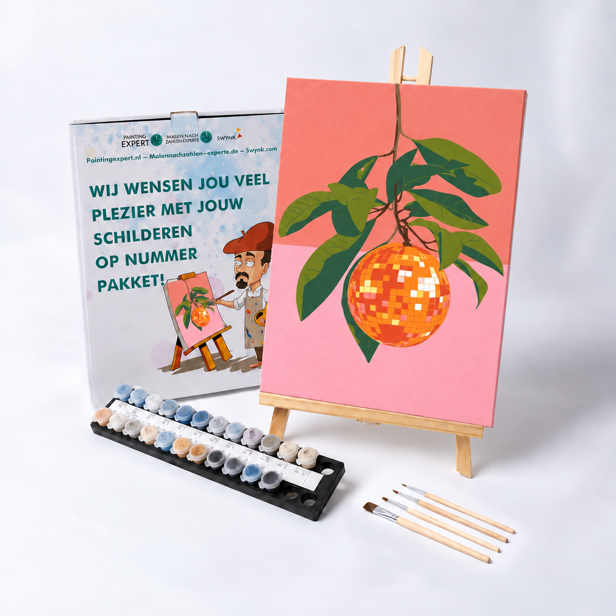 Discofruit met verf en penselen