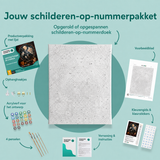 Inhoud van het schilderen-op-nummerpakket Geesten tussen de sterren