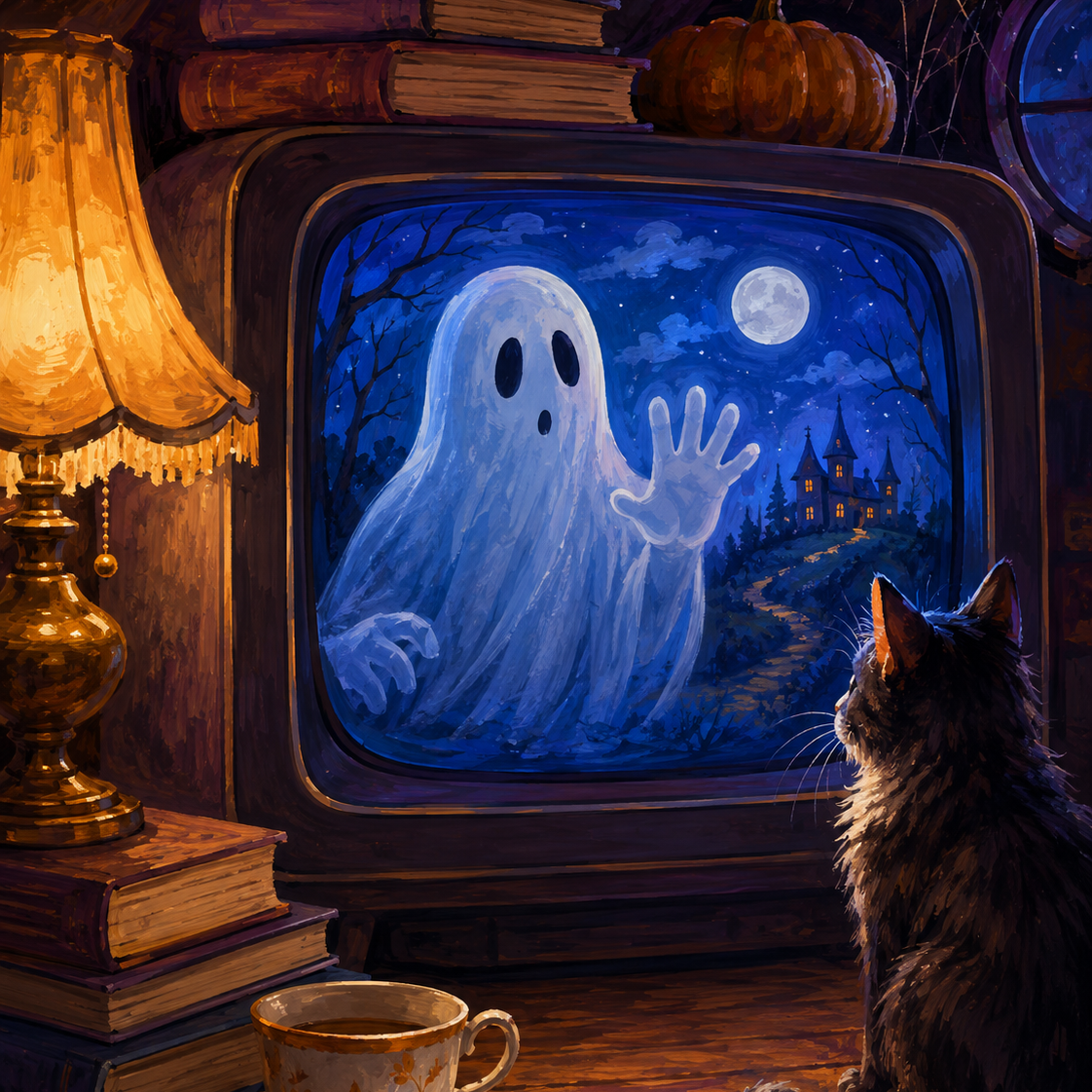 Schilderen op nummer Gevangen in de flikkerende televisie – Halloween