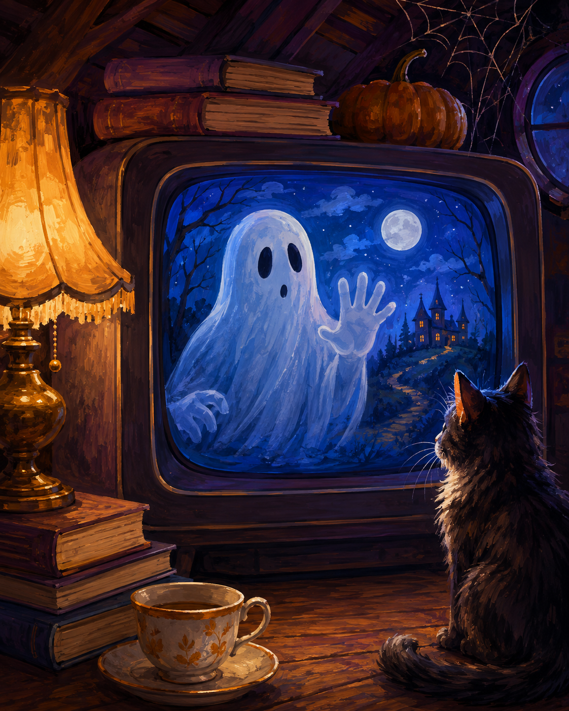 Schilderen op nummer Gevangen in de flikkerende televisie – Halloween