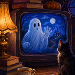 Schilderen op nummer Gevangen in de flikkerende televisie – Halloween