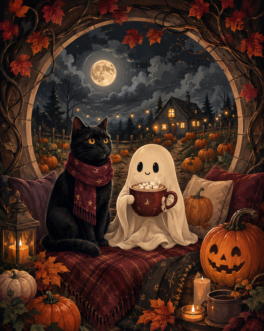 Schilderen op nummer Gezellige nacht met geesten – Halloween