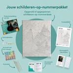Inhoud van het schilderen-op-nummerpakket Graaf van de rode nacht