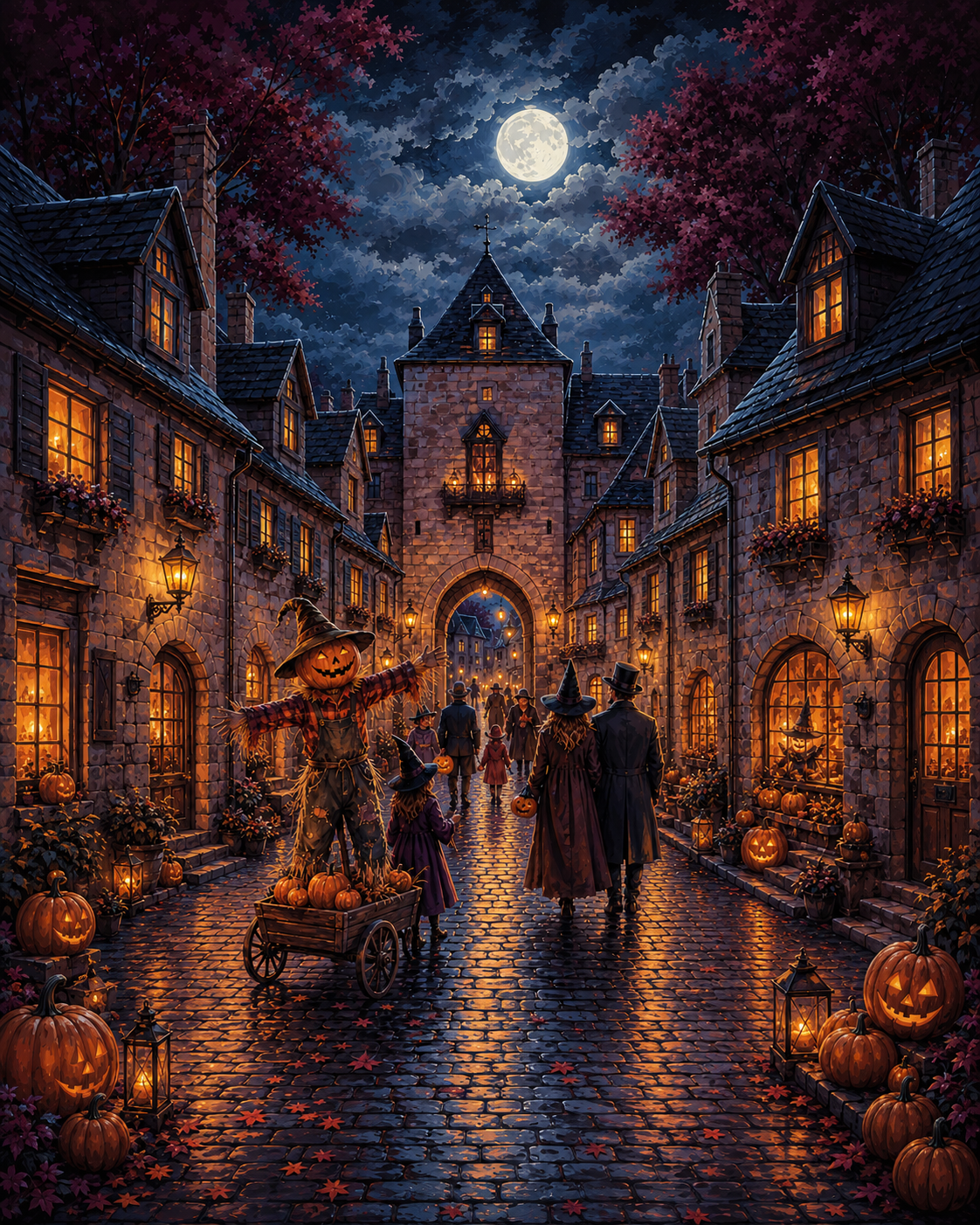 Schilderen op nummer Spooknacht in het oude dorp – Halloween