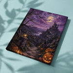 Afgewerkt canvas Griezelavond onder paarse wolken op stof