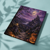 Afgewerkt canvas Griezelavond onder paarse wolken op stof