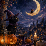 Schilderen op nummer Spooknacht op de maansikkel – Halloween