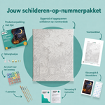 Inhoud van het schilderen-op-nummerpakket Spooknacht op de maansikkel