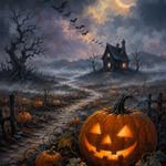 Schilderen op nummer Pompoennacht in het nevelmoeras – Halloween
