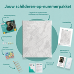 Inhoud van het schilderen-op-nummerpakket Heks, alsjeblieft