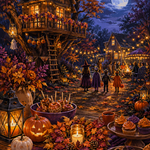 Schilderen op nummer Herfstavond in de boomhut – Halloween