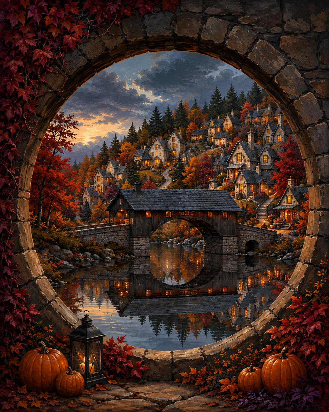 Schilderen op nummer Herfstavond in het bruggendorp – Halloween