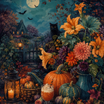 Schilderen op nummer Herfstoogst met pompoenbloesem – Halloween