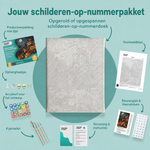 Inhoud van het schilderen-op-nummerpakket Herfstoogst met pompoenbloesem