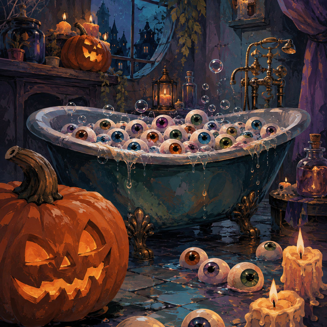 Schilderen op nummer Het bad met honderd ogen – Halloween