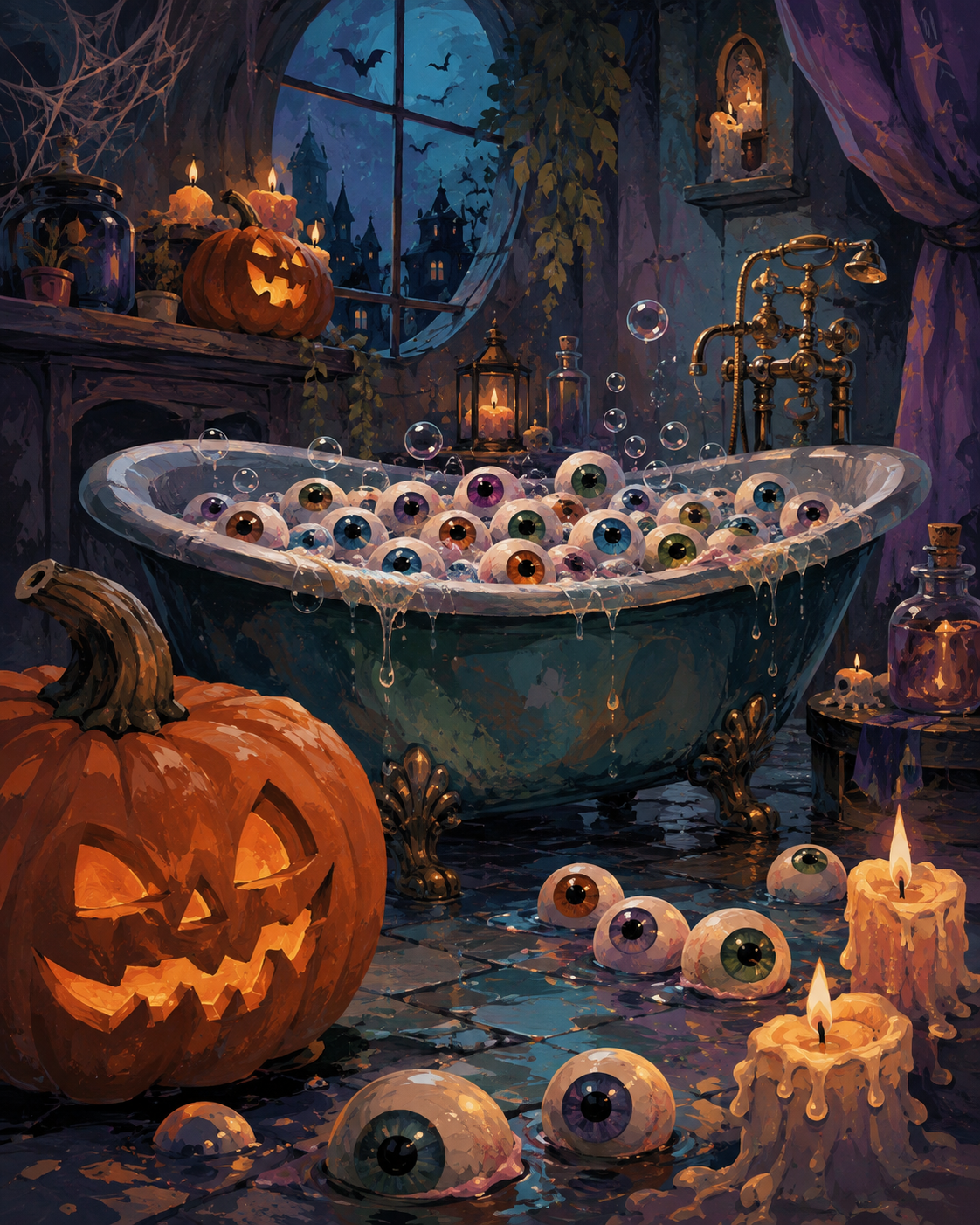 Schilderen op nummer Het bad met honderd ogen – Halloween