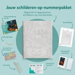 Inhoud van het schilderen-op-nummerpakket Het feest van de nachtfiguren