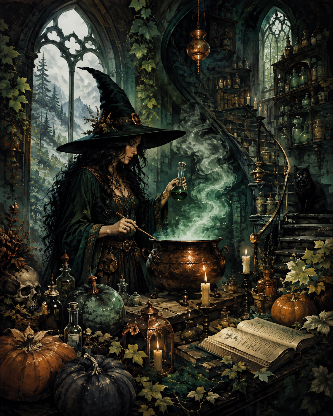 Schilderen op nummer Het geheime heksenlaboratorium – Halloween