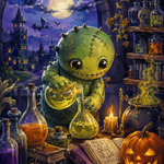 Schilderen op nummer Het groene laboratoriumwezen – Halloween