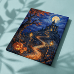 Afgewerkt canvas Het huis op de spookheuvel op stof