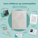 Inhoud van het schilderen-op-nummerpakket Het landhuis zonder gasten