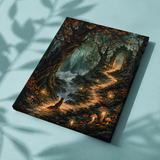 Afgewerkt canvas Het pad door het betoverde bos op stof