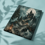 Afgewerkt canvas Het spookhuis bij de witte maan op stof