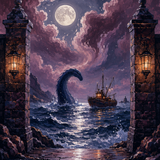 Schilderen op nummer Het zeemonster in de maanstorm – Halloween