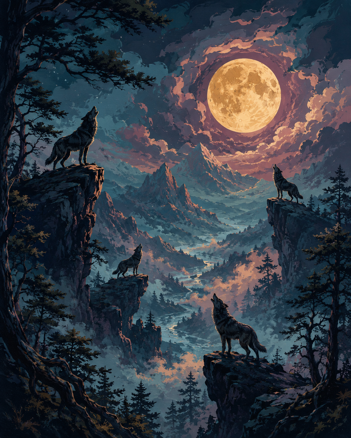 Schilderen op nummer Huilen onder de volle maan – Halloween