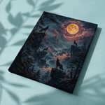 Afgewerkt canvas Huilen onder de volle maan op stof
