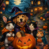 Schilderen op nummer Huisdieren vieren spooknacht – Halloween