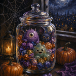 Schilderen op nummer Kleine monsters in de snoeppot – Halloween