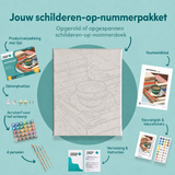 Inhoud van het schilderen-op-nummerpakket Koffiepauze