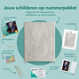 Inhoud van het schilderen-op-nummerpakket Maanfeest van de schaduwen