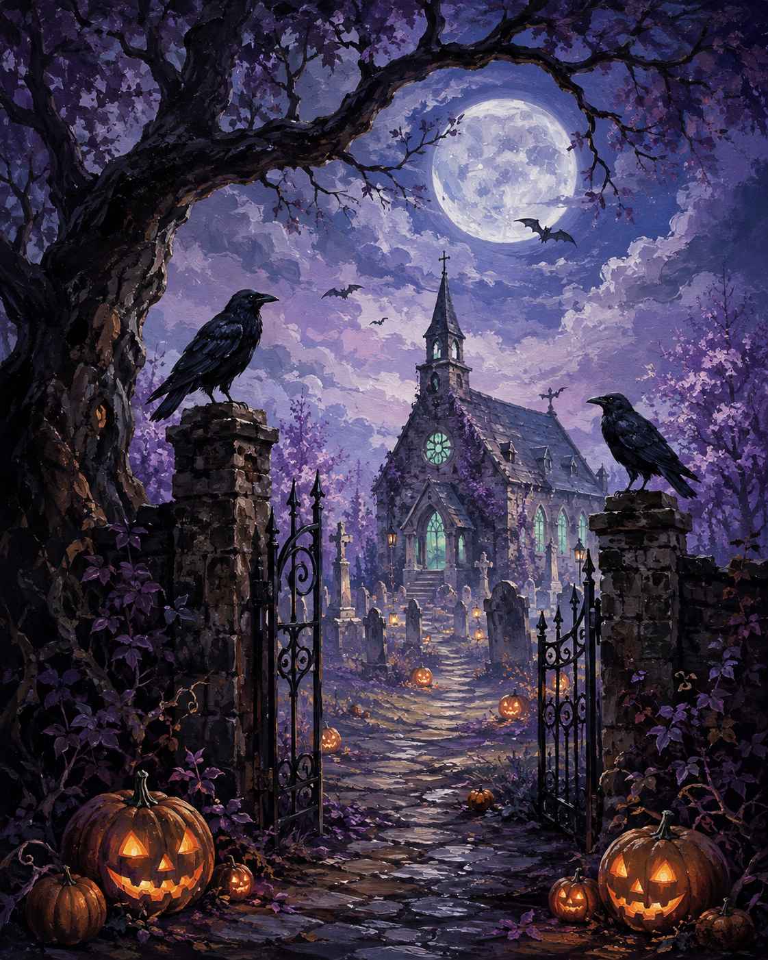 Schilderen op nummer Middernacht op het kerkhof – Halloween
