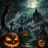 Schilderen op nummer Middernacht op het spookkerkhof – Halloween