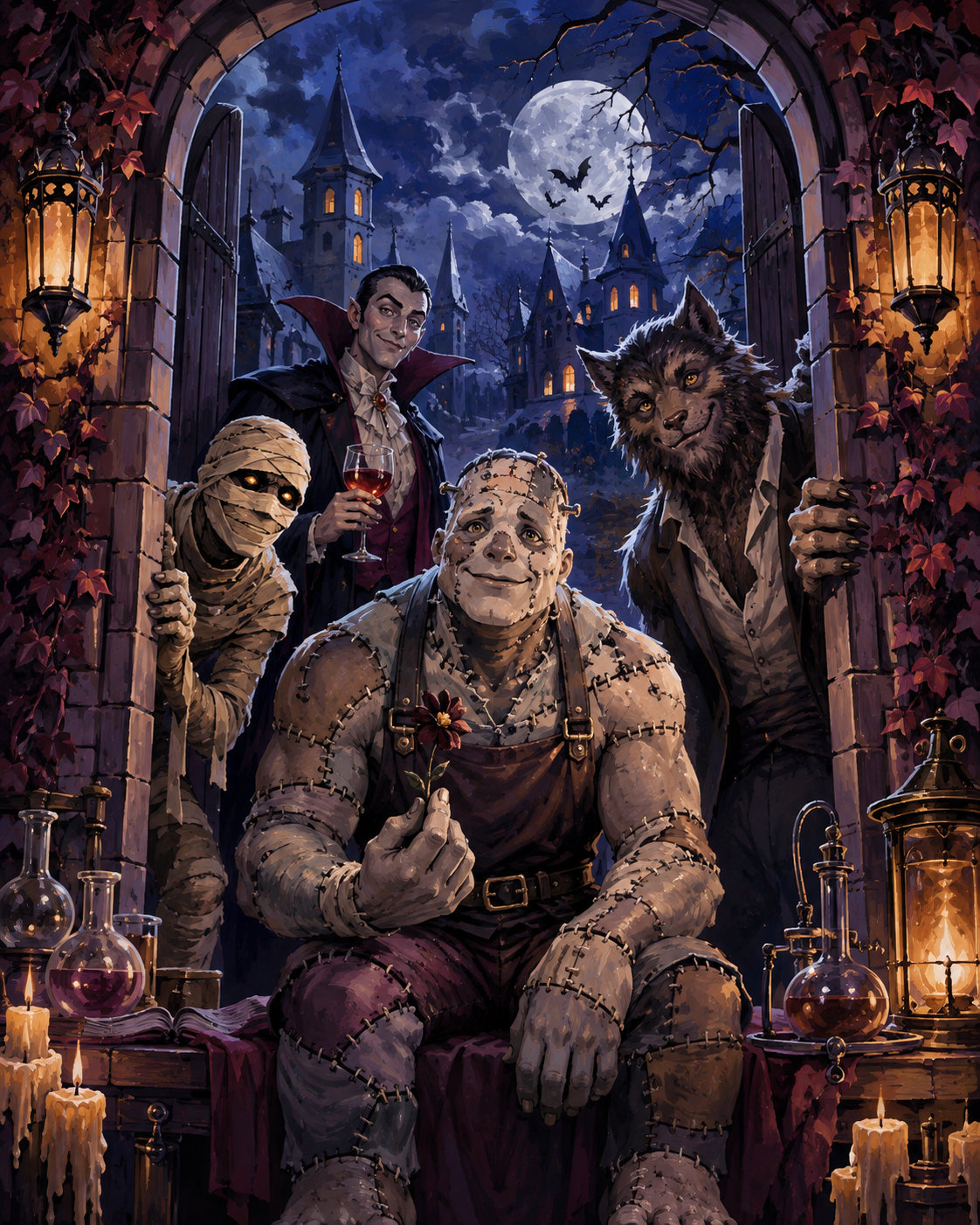 Schilderen op nummer Nacht van de klassieke monsters – Halloween