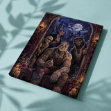 Afgewerkt canvas Nacht van de klassieke monsters op stof