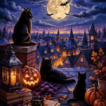 Schilderen op nummer Nachtpoten op het dak – Halloween