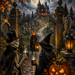 Schilderen op nummer Ontmoeting bij de kerkhofpoort – Halloween