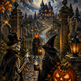 Schilderen op nummer Ontmoeting bij de kerkhofpoort – Halloween