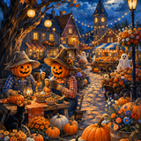 Schilderen op nummer Oogstfeest in het pompoendorp – Halloween